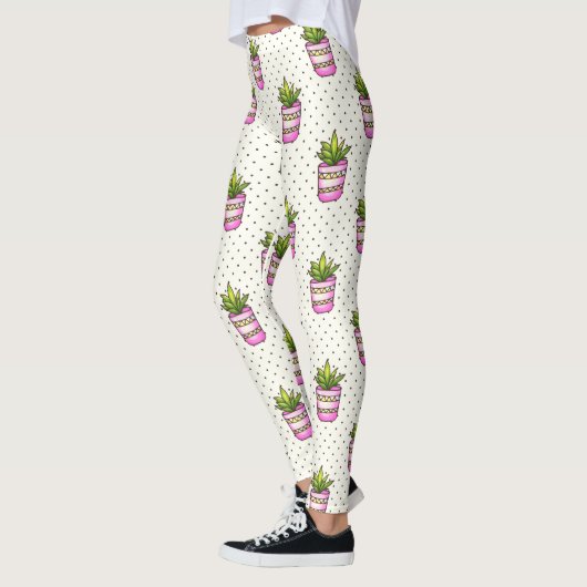 Waterverf Succulent Polka Dot Patroon Leggings (Links)
