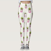 Waterverf Succulent Polka Dot Patroon Leggings (Voorkant)