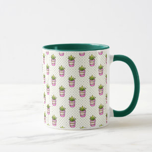 Waterverf Succulent Polka Dot Patroon Mok