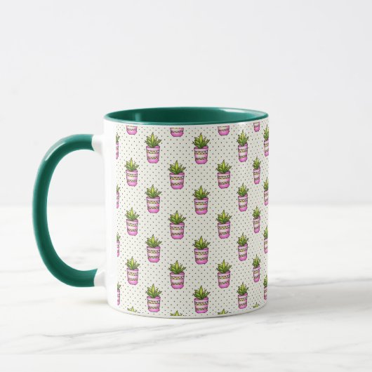 Waterverf Succulent Polka Dot Patroon Mok (Links)