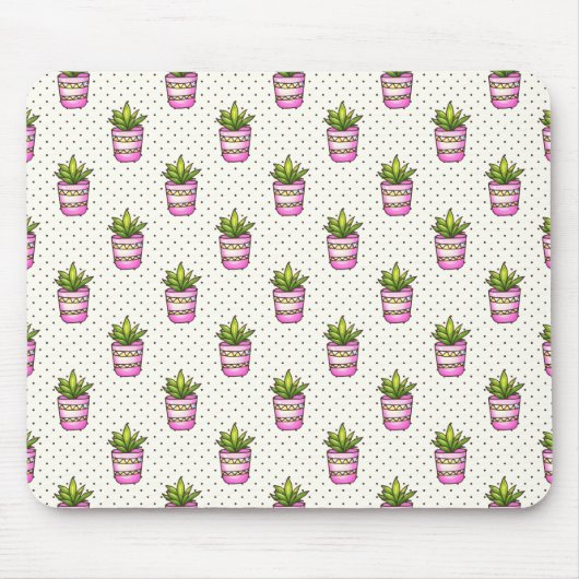 Waterverf Succulent Polka Dot Patroon Muismat (Voorkant)