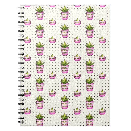 Waterverf Succulent Polka Dot Patroon Notitieboek (Voorkant)