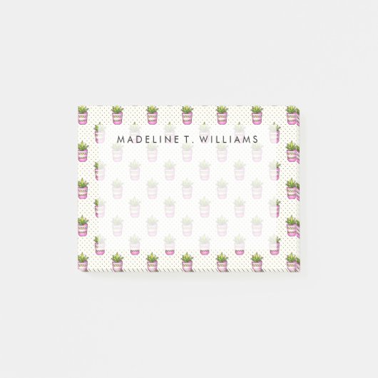 Waterverf Succulent Polka Dot Patroon Post-it® Notes (Voorkant)
