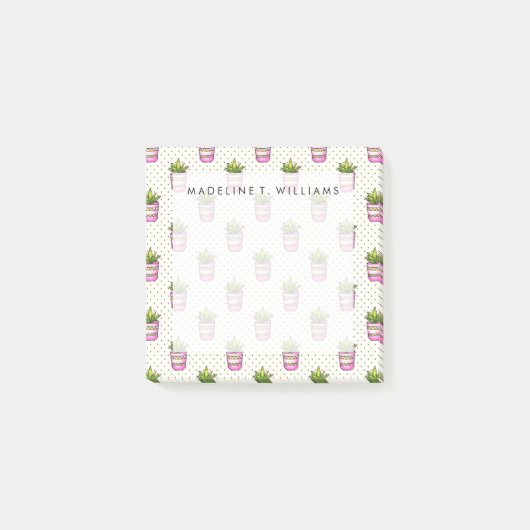 Waterverf Succulent Polka Dot Patroon Post-it® Notes (Voorkant)