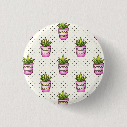 Waterverf Succulent Polka Dot Patroon Ronde Button 3,2 Cm (Voorkant)