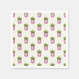 Waterverf Succulent Polka Dot Patroon Servetten