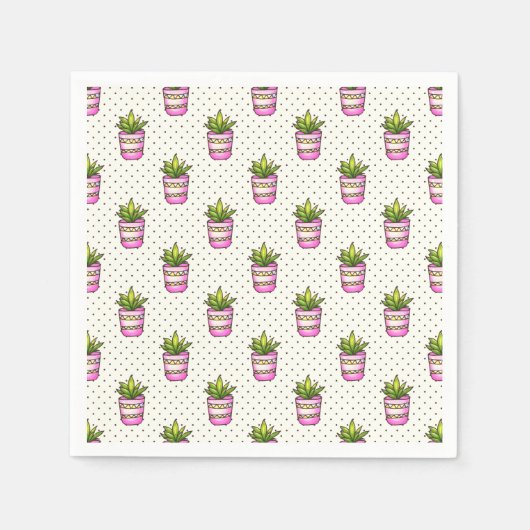 Waterverf Succulent Polka Dot Patroon Servetten (Voorkant)
