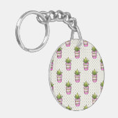 Waterverf Succulent Polka Dot Patroon Sleutelhanger (Voorkant Links)