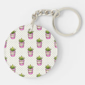 Waterverf Succulent Polka Dot Patroon Sleutelhanger (Achterkant)