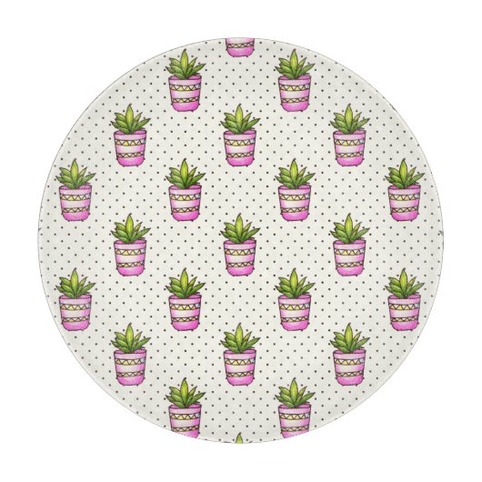 Waterverf Succulent Polka Dot Patroon Snijplank (Voorkant)