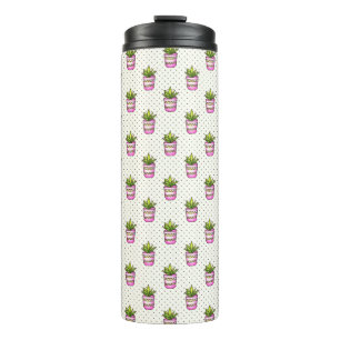 Waterverf Succulent Polka Dot Patroon Thermosbeker