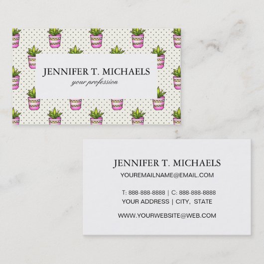 Waterverf Succulent Polka Dot Patroon Visitekaartje (Voorkant / Achterkant)