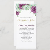 waterverf succulent pruim rozen bruiloft programma programmakaart (Voorkant / Achterkant)