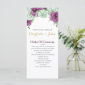 waterverf succulent pruim rozen bruiloft programma programmakaart (Staand voorkant)