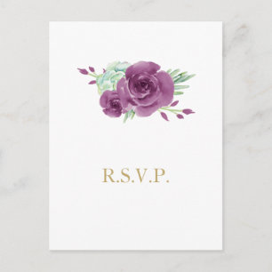 waterverf succulent pruim rozen bruiloft RSVP Uitnodiging Briefkaart