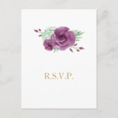 waterverf succulent pruim rozen bruiloft RSVP Uitnodiging Briefkaart (Voorkant)