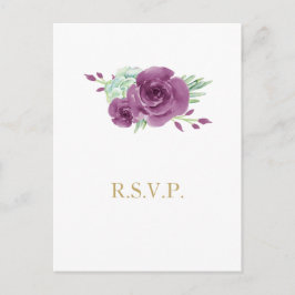 waterverf succulent pruim rozen bruiloft RSVP Uitnodiging Briefkaart