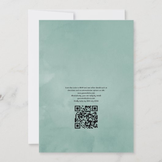 Waterverf Succulent QR Code RSVP Weddenschap Kaart (Achterkant)