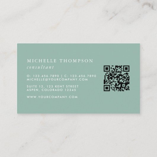 Waterverf Succulent QR Code Visitekaartje (Achterkant)