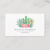 Waterverf Succulent QR Code Visitekaartje (Voorkant)