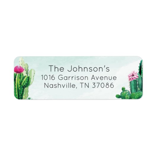 Waterverf Succulent Return Address Label (Voorkant)