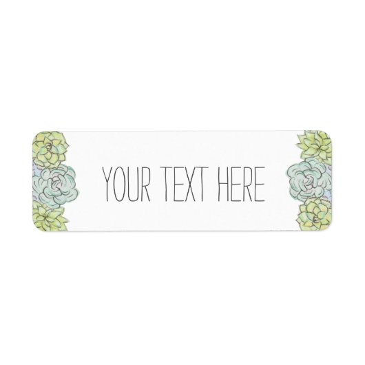 Waterverf Succulent Shabby Chic Bohemian Floral Etiket (Voorkant)