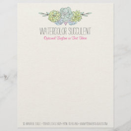 Waterverf Succulent Shabby Chic Bohemian Floral Gepersonaliseerd Briefhoofd