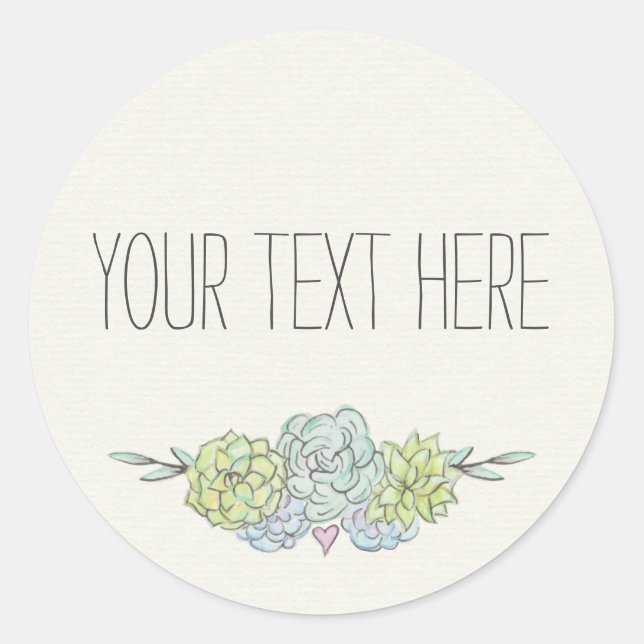 Waterverf Succulent Shabby Chic Bohemian Floral Ronde Sticker (Voorkant)