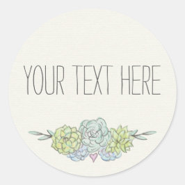 Waterverf Succulent Shabby Chic Bohemian Floral Ronde Sticker
