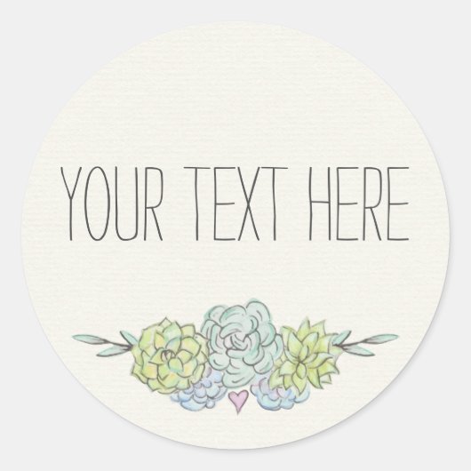 Waterverf Succulent Shabby Chic Bohemian Floral Ronde Sticker (Voorkant)