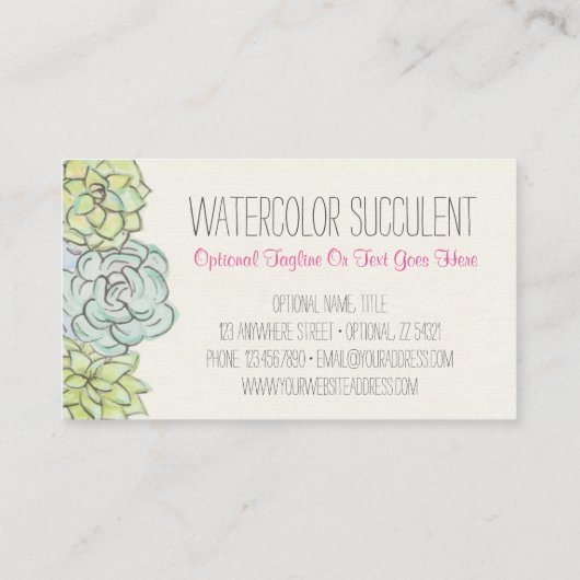 Waterverf Succulent Shabby Chic Bohemian Floral Visitekaartje (Achterkant)
