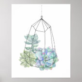 Waterverf Succulent Terrarium Hand getekend Poster (Voorkant)