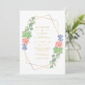 Waterverf Succulent Terrarium Wedding Kaart (Staand voorkant)