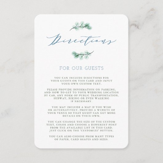 Waterverf Succulent Tuin Bruiloft Richting Kaart (Voorkant)