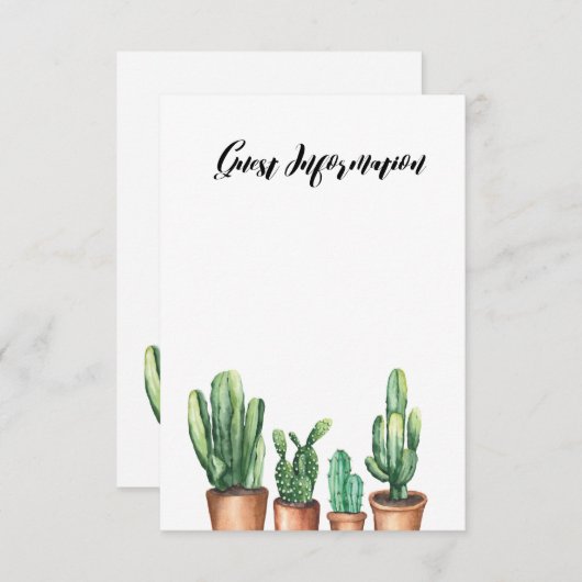 Waterverf Succulent Typografie Gastinformatie Informatiekaartje (Voorkant / Achterkant)