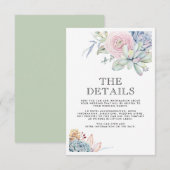 Waterverf Succulent Vintage Wedding Details Kaart (Voorkant / Achterkant)