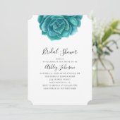 Waterverf succulent vrijgezellenfeest. Blauwgroen  Kaart (Staand voorkant)