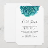 Waterverf succulent vrijgezellenfeest. Blauwgroen  Kaart (Voorkant / Achterkant)