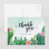 Waterverf Succulent Vrijgezellenfeest Flat Dank u Briefkaart (Voorkant / Achterkant)