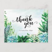 Waterverf Succulent Vrijgezellenfeest Flat Dank u Briefkaart (Voorkant)