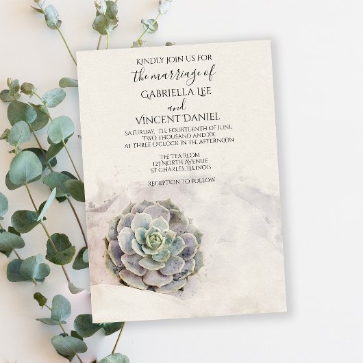 Waterverf Succulent Wedding Kaart