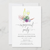 Waterverf Succulent Wine Tasting Engagement Party Kaart (Voorkant)