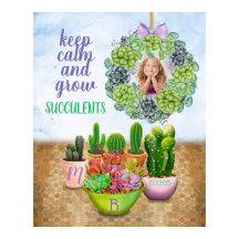 Waterverf Succulent Wreath Cactus Monogram Foto