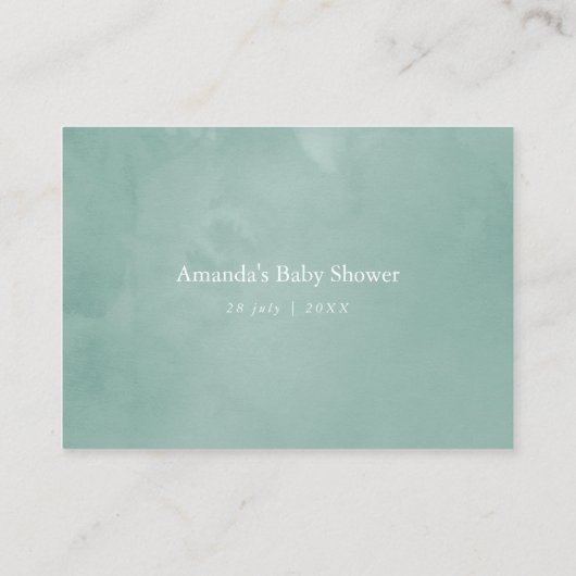 Waterverf Succulente Baby shower Luierspoeling Informatiekaartje (Achterkant)