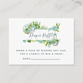 Waterverf Succulente Baby shower Luierspoeling Informatiekaartje