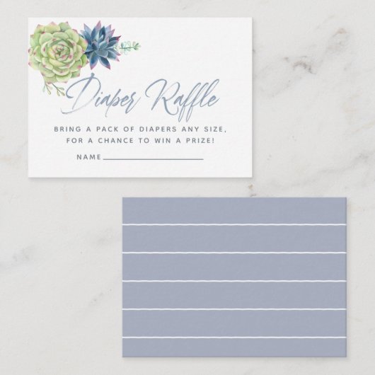 Waterverf Succulente Baby shower Luierspoeling Informatiekaartje (Voorkant / Achterkant)