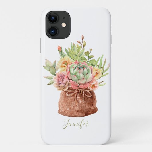 Waterverf Succulente Bloemige Botanische Gepersona Case-Mate iPhone Case (Achterkant)