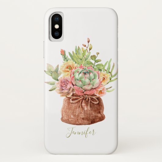 Waterverf Succulente Bloemige Botanische Gepersona Case-Mate iPhone Case (Achterkant)