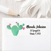 Waterverf Succulente Cacti roze bloemen Etiket (Insitu)