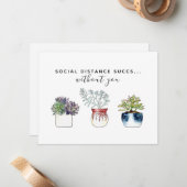 Waterverf succulente cactus sociale afstand notitiekaartje (Voorkant / Achterkant in situ)